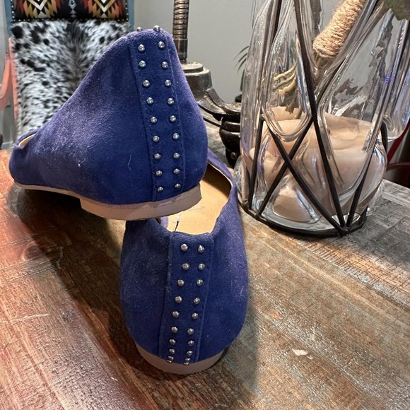 Gianni Bini Blue Suede Leather D’Orsay Pointed Toe Flats Sz 9 - Picture 4 of 5